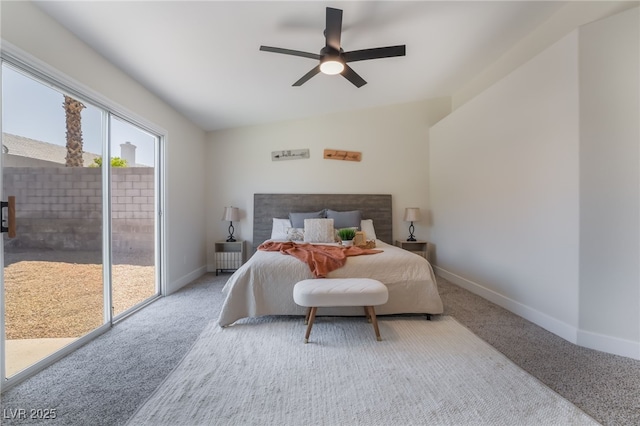9705 Standard Ave, Las Vegas, NV 89129 - carpeted bedroom with access to outside, baseboards, and a ceiling fan