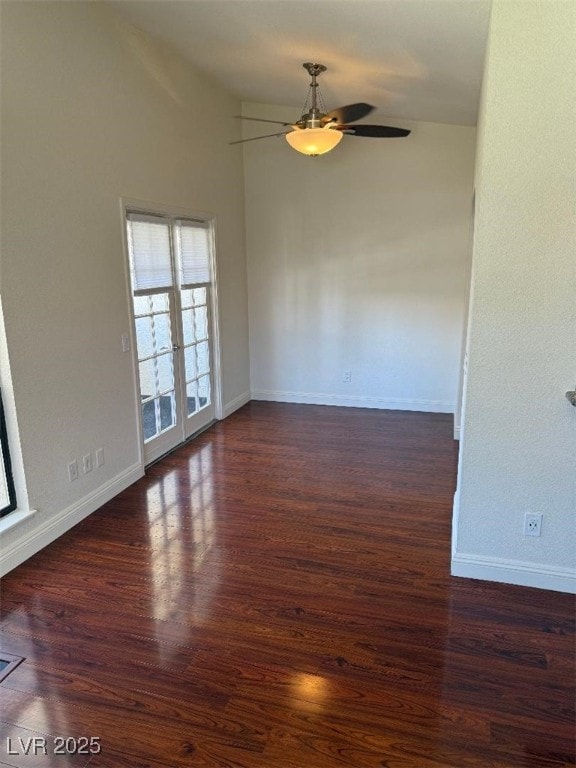 2212 Sunfish Dr Unit D, Henderson, NV 89014 - unfurnished room with baseboards, ceiling fan, lofted ceiling, and wood finished floors