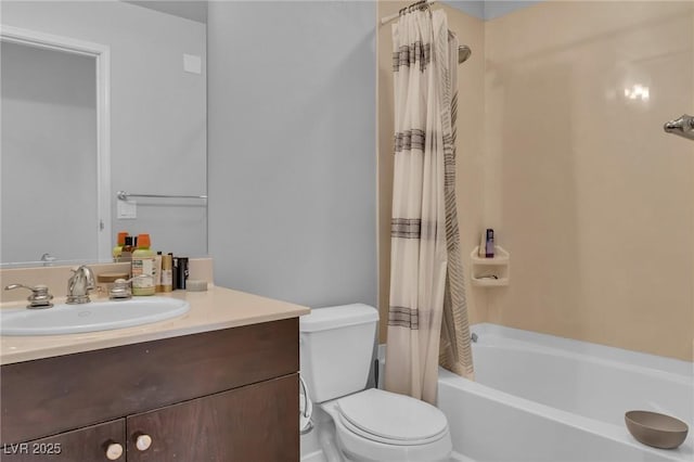 8255 Las Vegas Blvd Unit 719, Las Vegas, NV 89123 - bathroom featuring vanity, toilet, and shower / bathtub combination with curtain