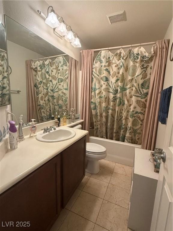 11457 Steponia Bay St, Las Vegas, NV 89141 - full bathroom with vanity, shower / bath combo with shower curtain, and tile patterned floors