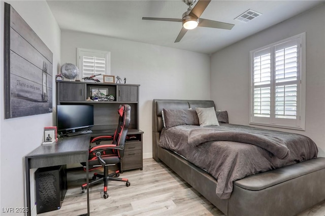 459 Astillero St, Las Vegas, NV 89138 - bedroom with light wood-type flooring, an office area, and ceiling fan