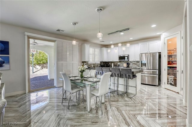 459 Astillero St, Las Vegas, NV 89138 - dining area with baseboards, recessed lighting, and a ceiling fan