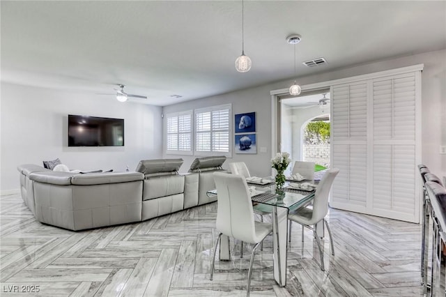 459 Astillero St, Las Vegas, NV 89138 - dining space featuring a ceiling fan and healthy amount of natural light