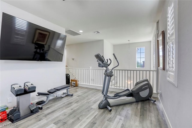 459 Astillero St, Las Vegas, NV 89138 - workout room with wood finished floors, recessed lighting, and baseboards