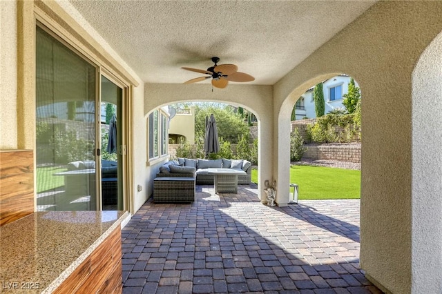 459 Astillero St, Las Vegas, NV 89138 - view of patio / terrace featuring a ceiling fan and an outdoor living space