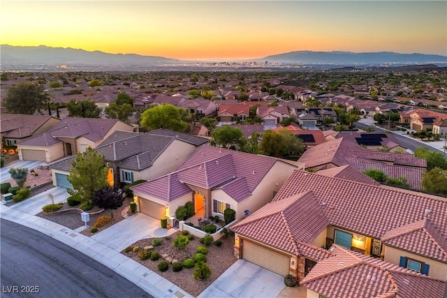 2144 Marywood Park Ct, Henderson, NV 89044 - aerial view at dusk of a mountain view and a residential view