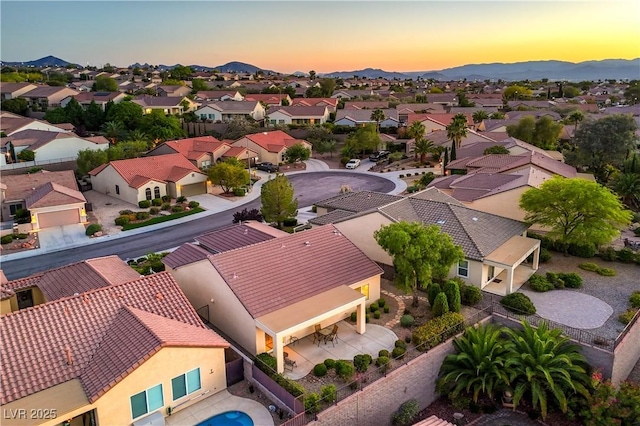 2144 Marywood Park Ct, Henderson, NV 89044 - aerial view at dusk of a residential view and a mountain view