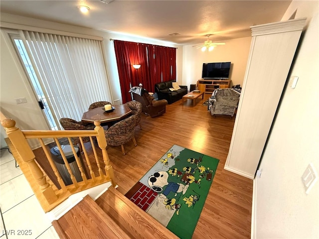 6351 Davidson Ct, Las Vegas, NV 89110 - dining room featuring wood finished floors and a ceiling fan