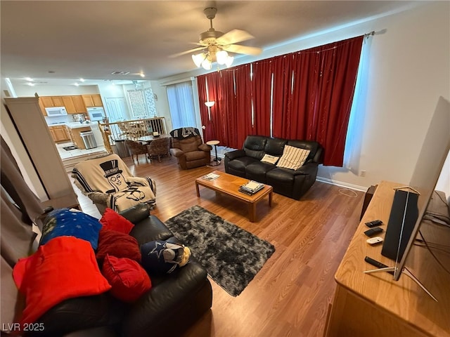 6351 Davidson Ct, Las Vegas, NV 89110 - living room with a ceiling fan and wood finished floors