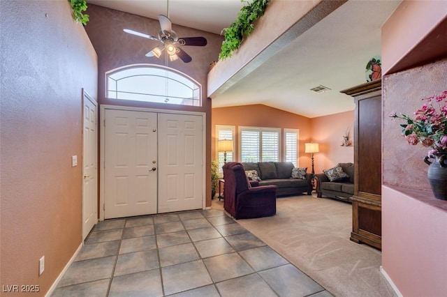 1017 Guided Dancer Ave, Henderson, NV 89015 - entrance foyer featuring lofted ceiling, tile patterned floors, and ceiling fan