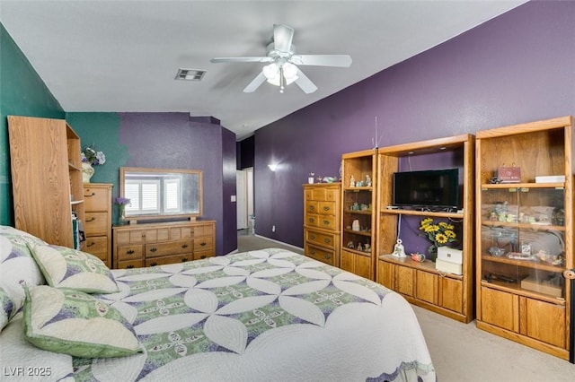 1017 Guided Dancer Ave, Henderson, NV 89015 - carpeted bedroom featuring vaulted ceiling and a ceiling fan