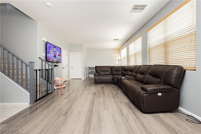 561 Fork Mesa Ct, Henderson, NV 89015 - living room with baseboards, wood finished floors, and stairs