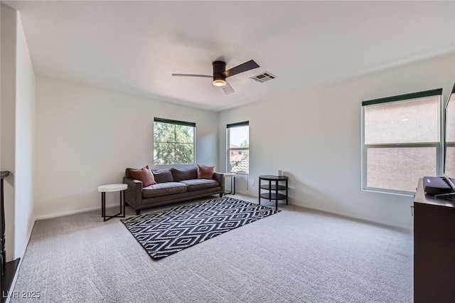 529 Caribbean Palm Dr, Las Vegas, NV 89138 - living room with carpet, ceiling fan, and baseboards