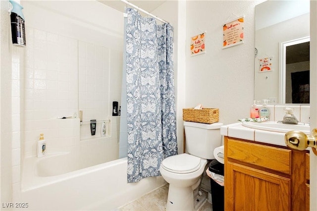 2251 Bridger St, Pahrump, NV 89048 - bathroom with vanity, toilet, tile patterned floors, and shower / tub combo