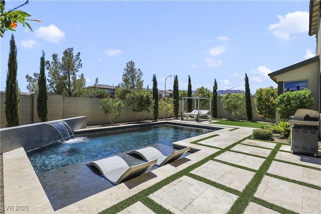 10297 Sierra Skye Ave, Las Vegas, NV 89166 - view of pool featuring a fenced backyard, a patio area, and a grill