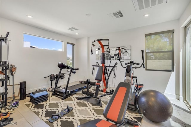 10297 Sierra Skye Ave, Las Vegas, NV 89166 - exercise room featuring tile patterned floors and recessed lighting