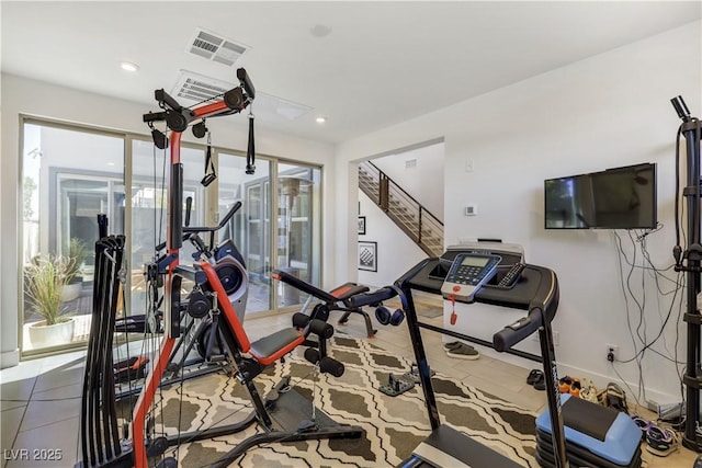 10297 Sierra Skye Ave, Las Vegas, NV 89166 - exercise area with tile patterned flooring and recessed lighting