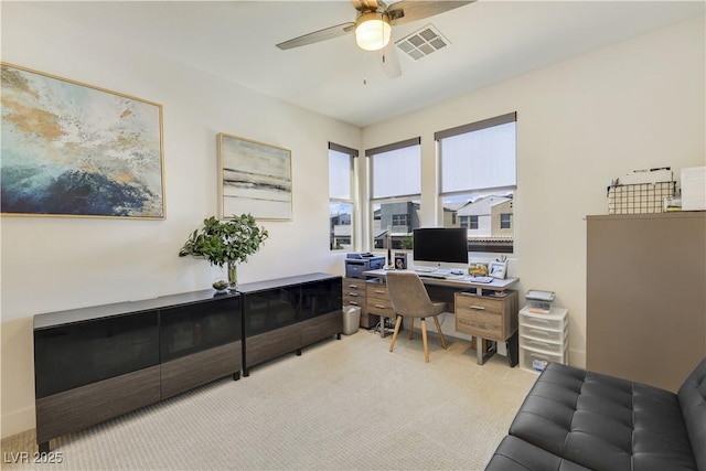 10297 Sierra Skye Ave, Las Vegas, NV 89166 - home office with carpet flooring and a ceiling fan