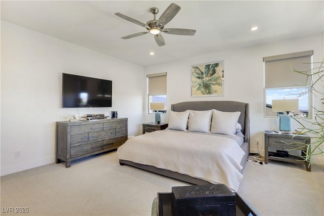 10297 Sierra Skye Ave, Las Vegas, NV 89166 - carpeted bedroom featuring recessed lighting, baseboards, ceiling fan, and multiple windows