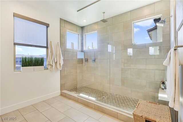 10297 Sierra Skye Ave, Las Vegas, NV 89166 - full bath featuring a tile shower, tile patterned flooring, and baseboards