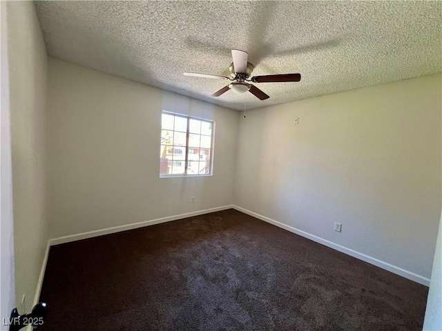 5260 Mission Monterey Ln Unit 208, Las Vegas, NV 89107 - unfurnished room with ceiling fan, a textured ceiling, baseboards, and dark colored carpet