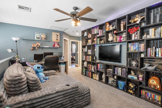 8884 Perfect Diamond Ct, Las Vegas, NV 89129 - home office featuring carpet floors and ceiling fan