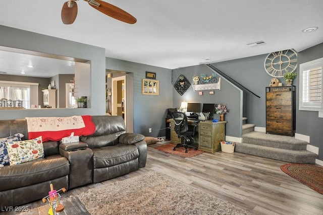 8884 Perfect Diamond Ct, Las Vegas, NV 89129 - living area with wood finished floors, stairs, a desk, and baseboards