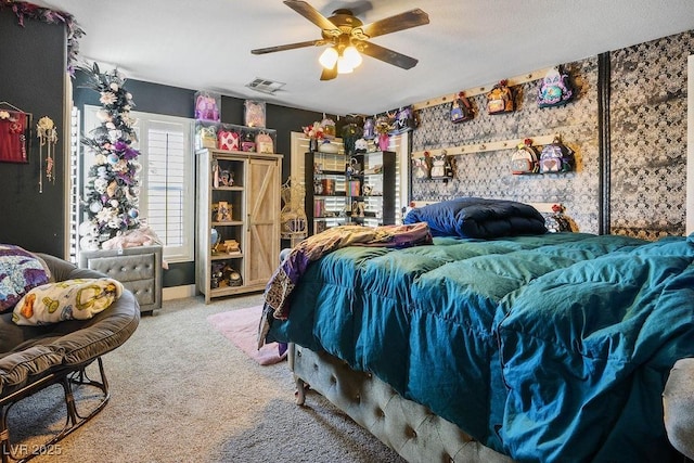 8884 Perfect Diamond Ct, Las Vegas, NV 89129 - bedroom featuring carpet, ceiling fan, and wallpapered walls
