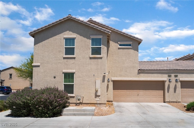 4610 Lime Straight Dr, Las Vegas, NV 89115 - traditional-style home featuring stucco siding, concrete driveway, a garage, and a tiled roof