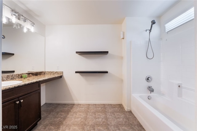 4610 Lime Straight Dr, Las Vegas, NV 89115 - bathroom featuring vanity, shower / bath combination, and baseboards