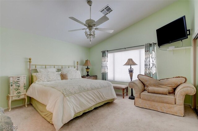 4835 Willow Glen Dr, Las Vegas, NV 89147 - carpeted bedroom featuring vaulted ceiling, a ceiling fan, and baseboards