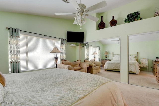 4835 Willow Glen Dr, Las Vegas, NV 89147 - bedroom featuring carpet floors, multiple closets, and a ceiling fan