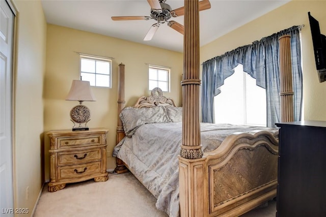 4835 Willow Glen Dr, Las Vegas, NV 89147 - bedroom with light carpet and a ceiling fan