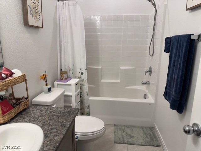 411 Hellebores Ave, North Las Vegas, NV 89084 - bathroom with vanity, toilet, shower / tub combo, and tile patterned flooring