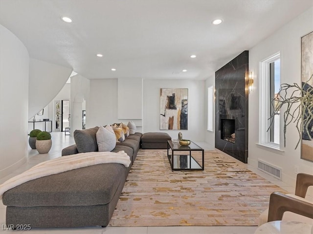 21 Sawgrass Ct, Las Vegas, NV 89113 - living room featuring recessed lighting and a fireplace