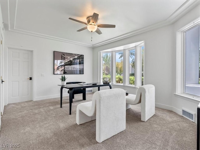 21 Sawgrass Ct, Las Vegas, NV 89113 - office featuring carpet flooring, a ceiling fan, ornamental molding, and baseboards