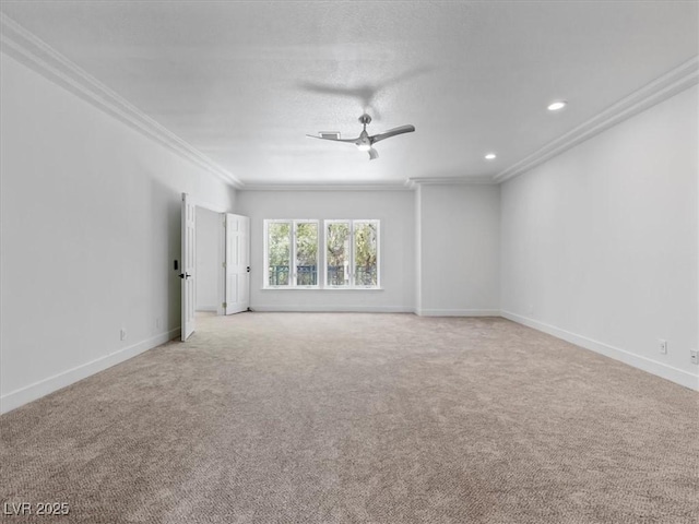 21 Sawgrass Ct, Las Vegas, NV 89113 - carpeted spare room featuring ornamental molding, a ceiling fan, baseboards, and recessed lighting