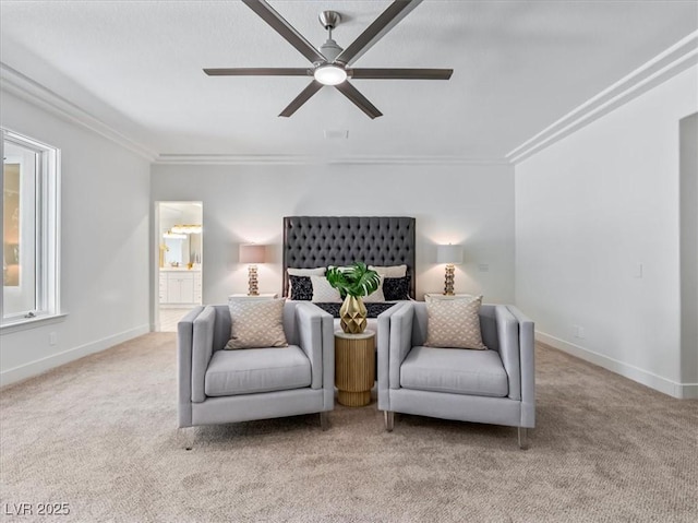 21 Sawgrass Ct, Las Vegas, NV 89113 - sitting room with crown molding, a ceiling fan, carpet floors, and baseboards