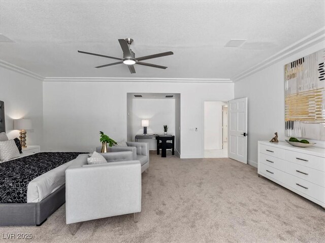 21 Sawgrass Ct, Las Vegas, NV 89113 - bedroom featuring crown molding, light carpet, and ceiling fan