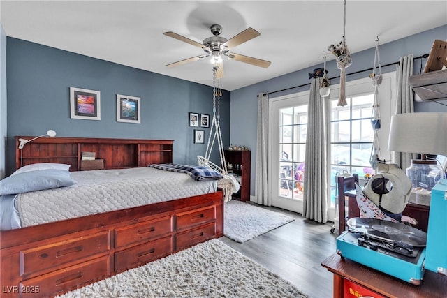 9585 Teton Diablo Ave, Las Vegas, NV 89117 - bedroom featuring wood finished floors and ceiling fan