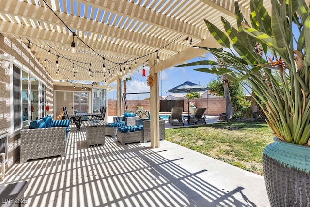 9585 Teton Diablo Ave, Las Vegas, NV 89117 - view of patio / terrace with outdoor lounge area and a pergola