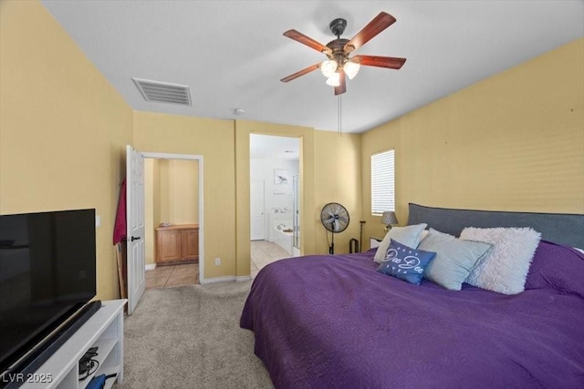 4308 Brazil Palm Ct, North Las Vegas, NV 89032 - carpeted bedroom with ensuite bathroom, a ceiling fan, and baseboards