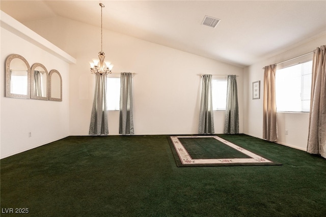 945 Stetson Dr, Henderson, NV 89002 - carpeted spare room featuring vaulted ceiling and a chandelier