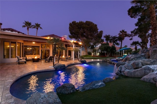 2101 Diamond Bar Dr, Las Vegas, NV 89117 - outdoor pool with a patio and an outdoor living space