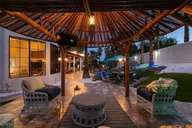 2101 Diamond Bar Dr, Las Vegas, NV 89117 - view of patio / terrace with a gazebo and outdoor lounge area