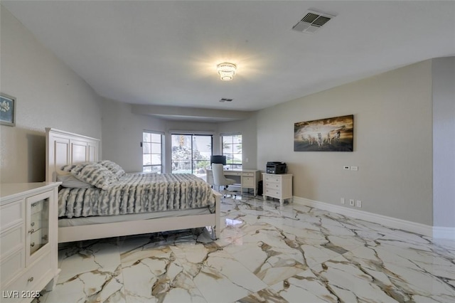 2101 Diamond Bar Dr, Las Vegas, NV 89117 - bedroom featuring light marble finish floors, an office area, and baseboards