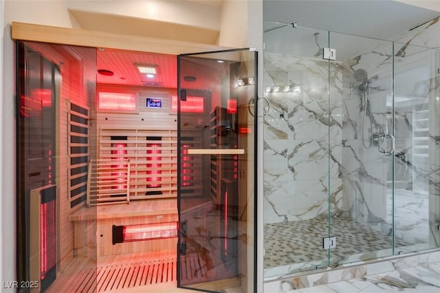 2101 Diamond Bar Dr, Las Vegas, NV 89117 - full bathroom with a sauna / steam room, a marble finish shower, and marble finish flooring