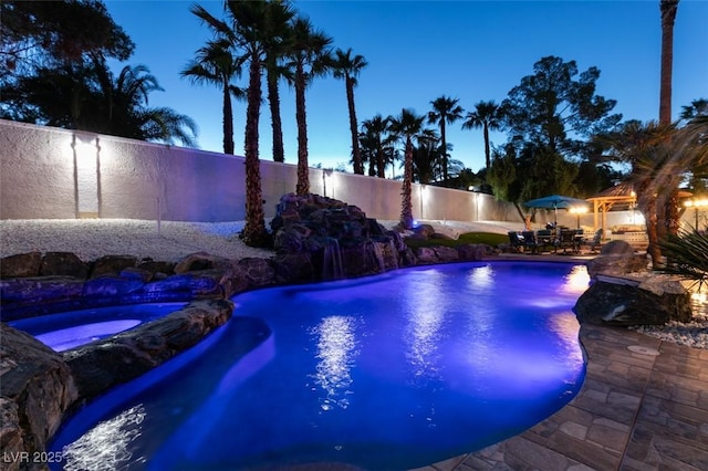 2101 Diamond Bar Dr, Las Vegas, NV 89117 - view of pool with a fenced backyard, a patio area, and a pool with connected hot tub