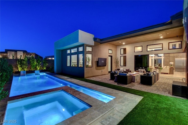 5155 Rock Daisy Dr, Las Vegas, NV 89135 - view of pool with an in-ground hot tub, an outdoor hangout area, and a patio