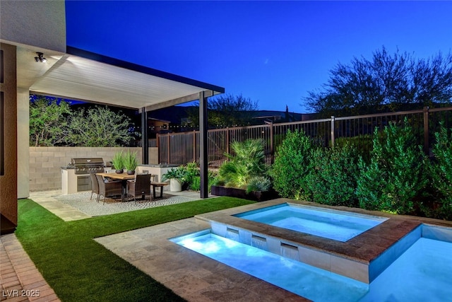 5155 Rock Daisy Dr, Las Vegas, NV 89135 - view of pool featuring an in-ground hot tub, a fenced backyard, and a patio area
